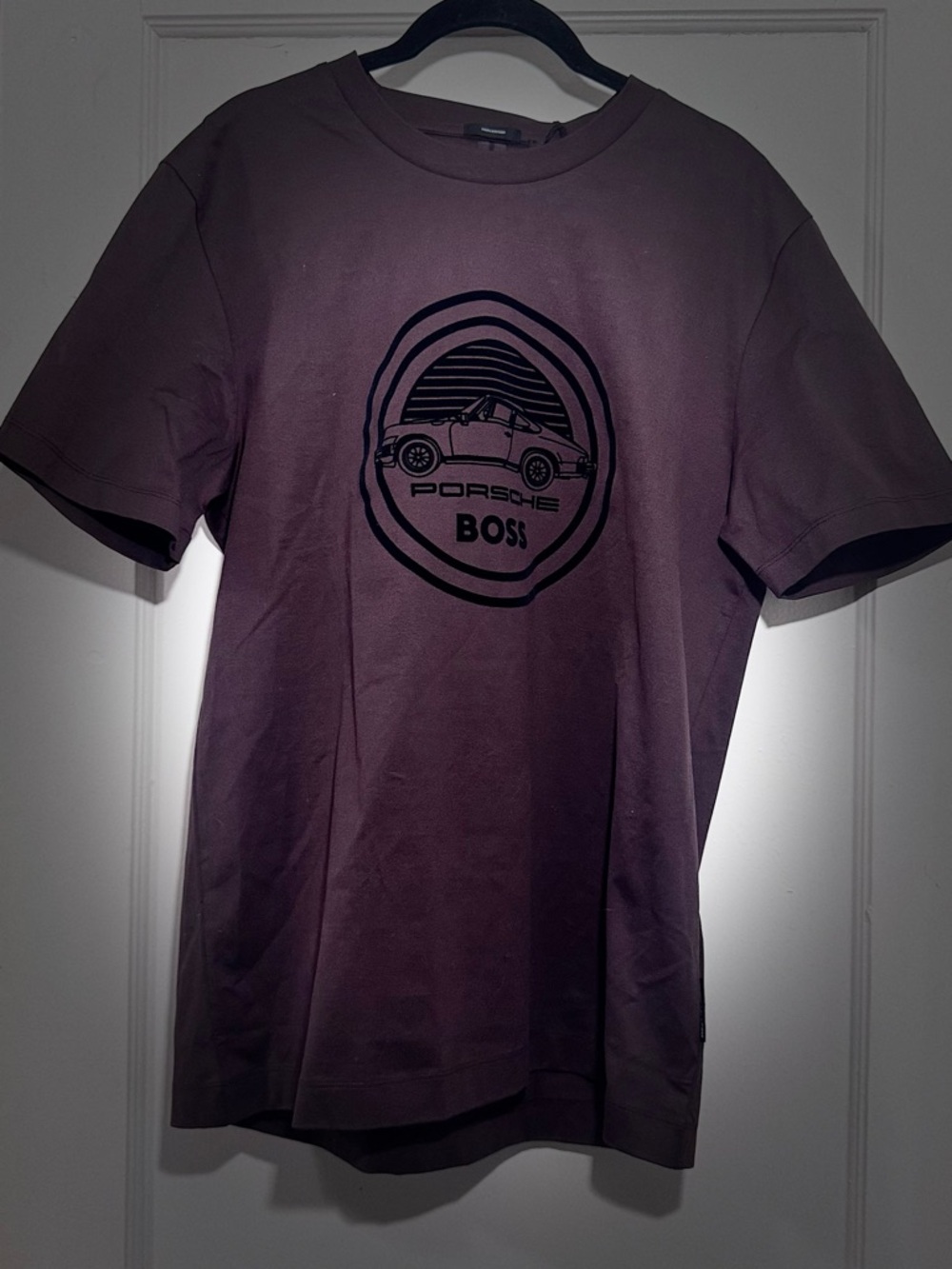 Hugo BOSS x Porsche Men's burgundy Limited Edition Logo T-Shirt Cotton Size L